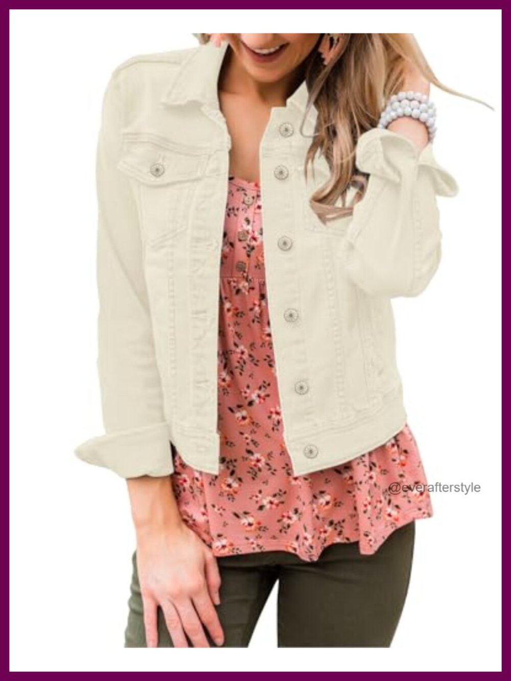 Classic Button Up Fitted Denim Trucker Jean Jacket Collared Casual